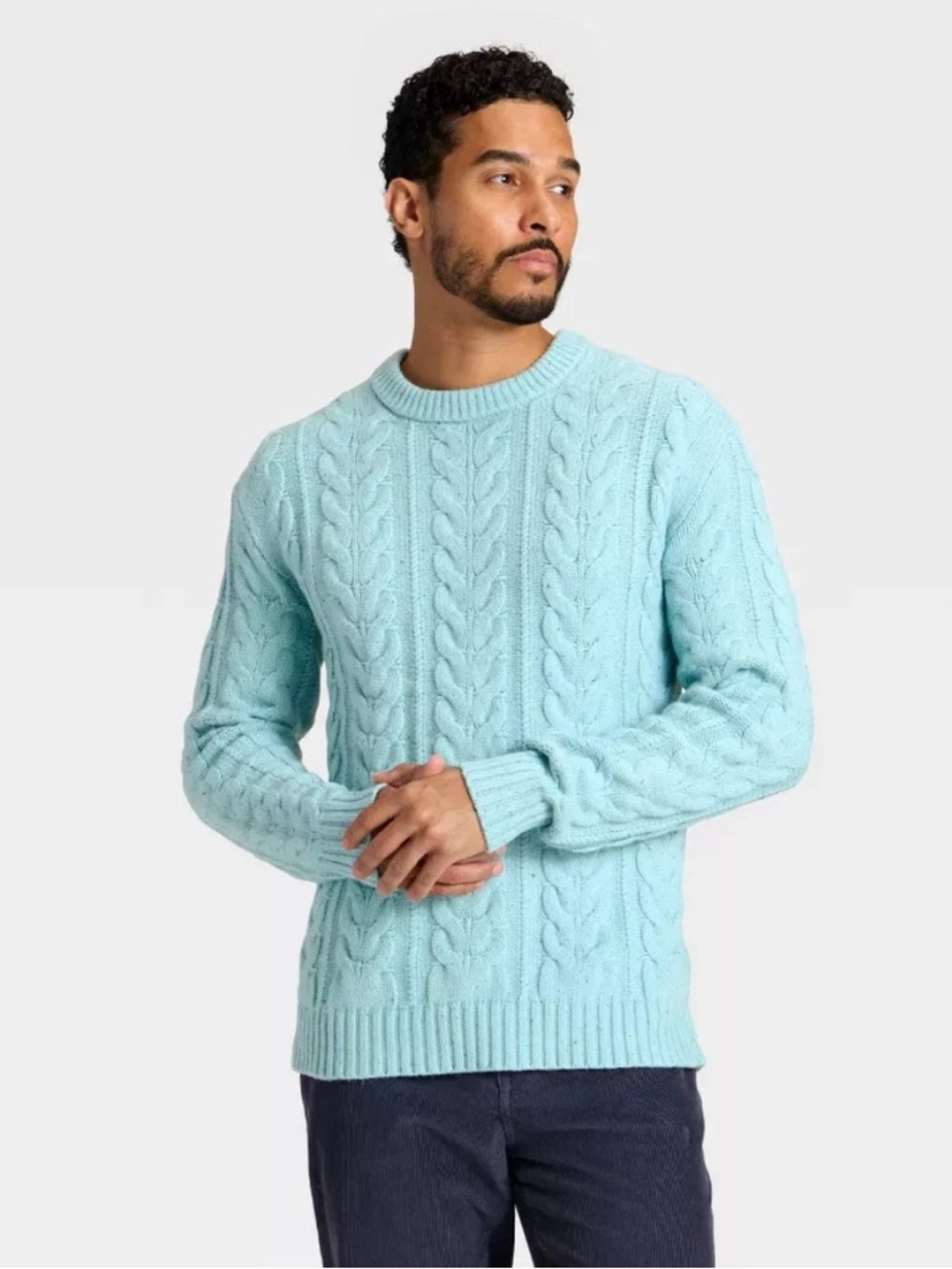 Goodfellow & Co Aqua Cable-Knit Crewneck Sweater